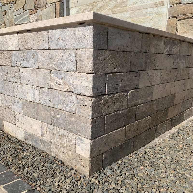 Bordure Travertin Silver finition vieillie tambour