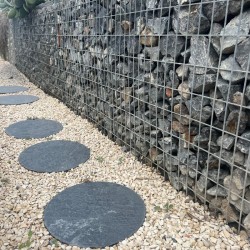 Pas Japonais Rond Ardoise Ebano Dessus Naturel