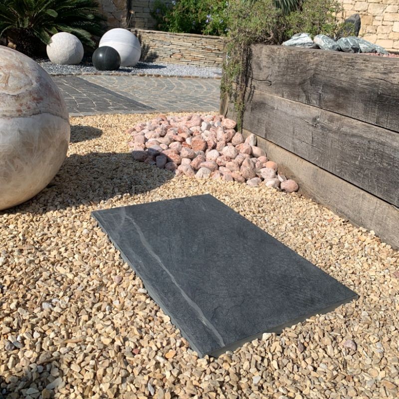 Pas Japonais Ardoise Ebano finition flammée brossée