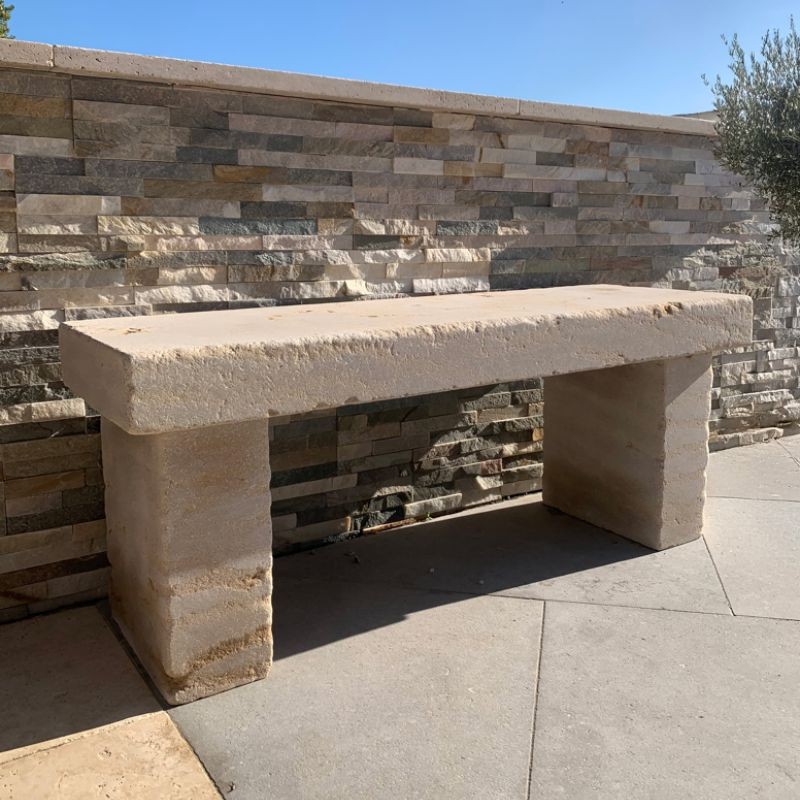 Banc Montpellier Beige finition vieux patrimoine