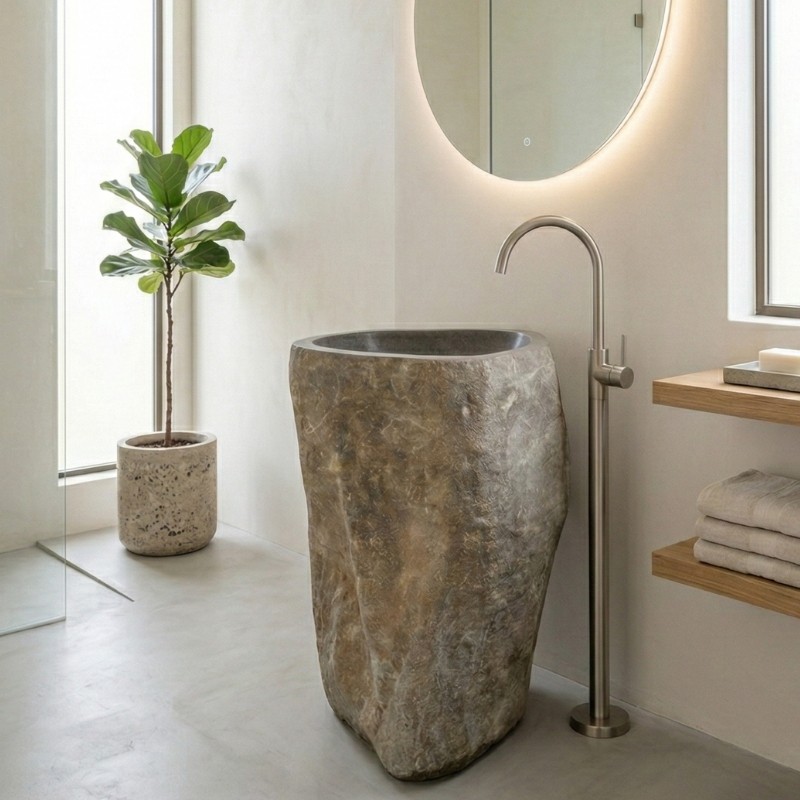 Vasque sur pied Basalte Rock Naturel