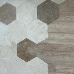 Hexagone Travertin Beige Ivoire Modern Finish